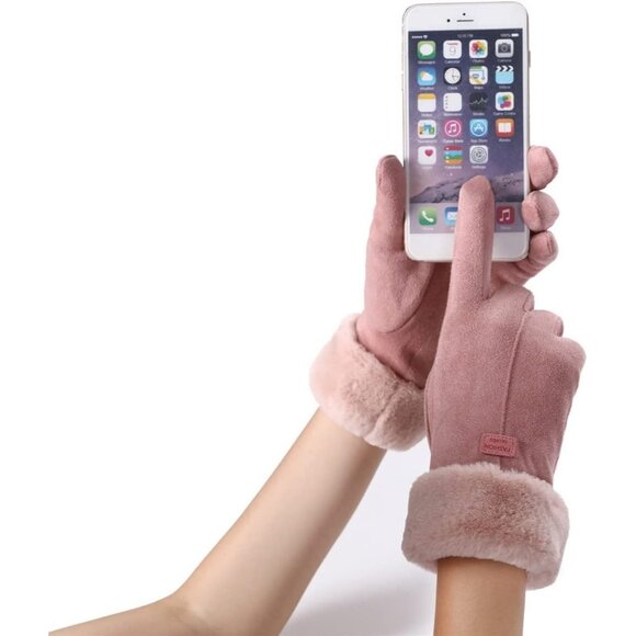 Women's Pink Winter Warm Cold Weather Ski Snow Touch Screen Texting Gloves - Picture 4 of 7